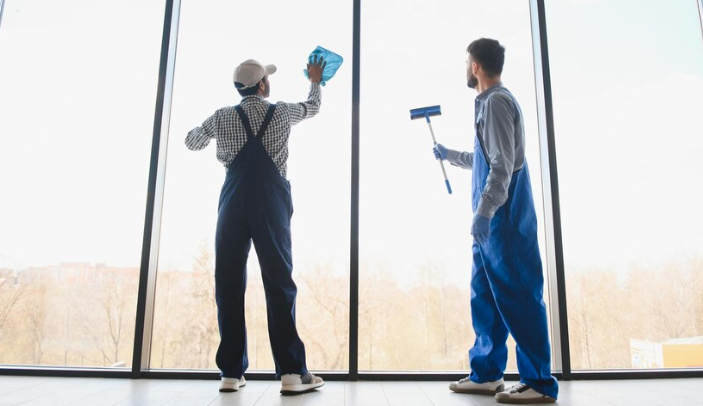 Deep cleaning of a breakroom kitchen in a commercial facility