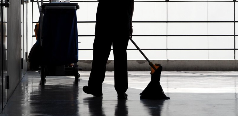 Nighttime janitorial cleaning service in a Santa Barbara commercial building